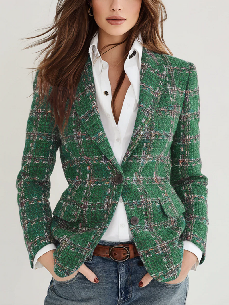 Green vintage plaid blazer