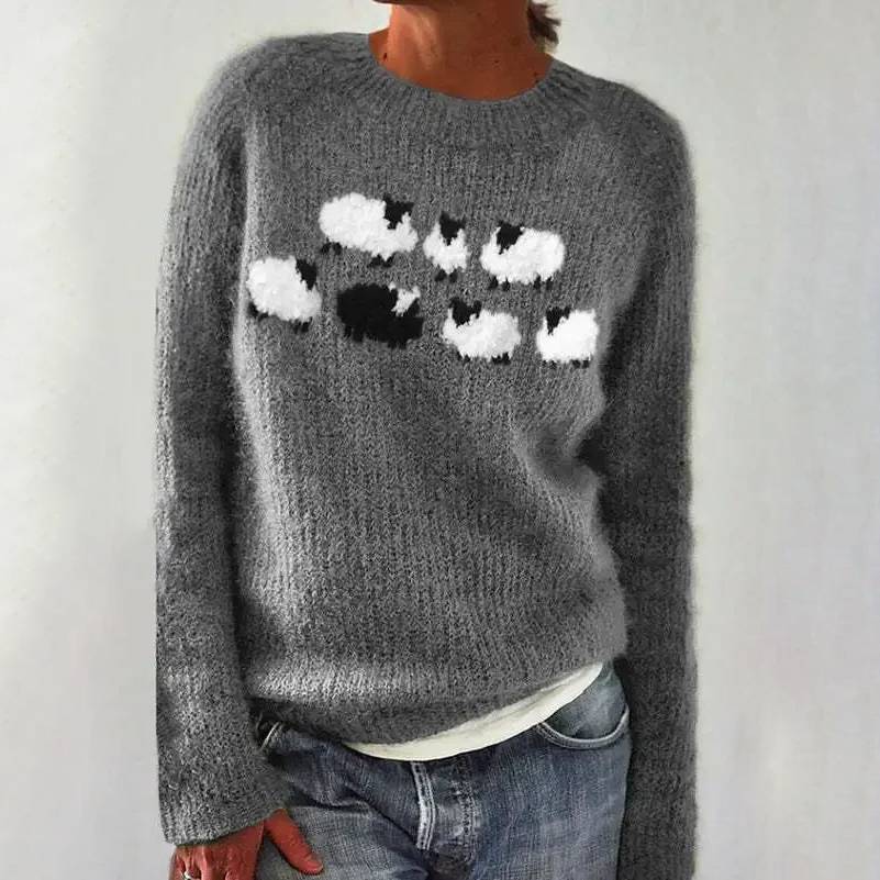 Linda | Grey Cute Sheep Sweater