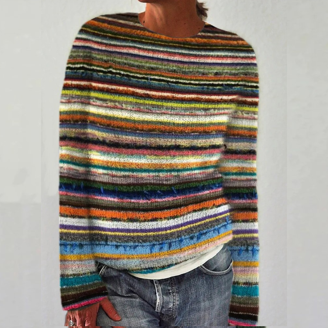 Diane Cozy Striped Sweater – rainbow stripes
