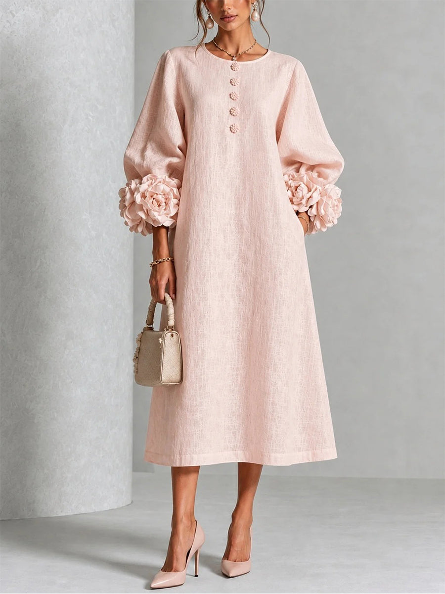 Lauren - Rosette Sleeve Midi Dress