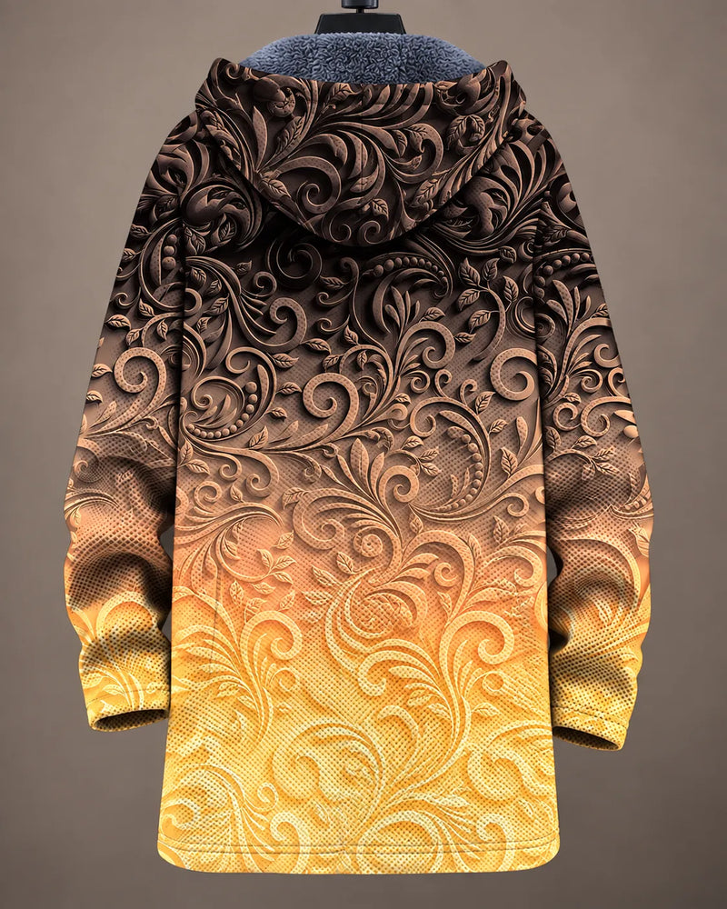 Aurelia Golden Scroll Hooded Jacket
