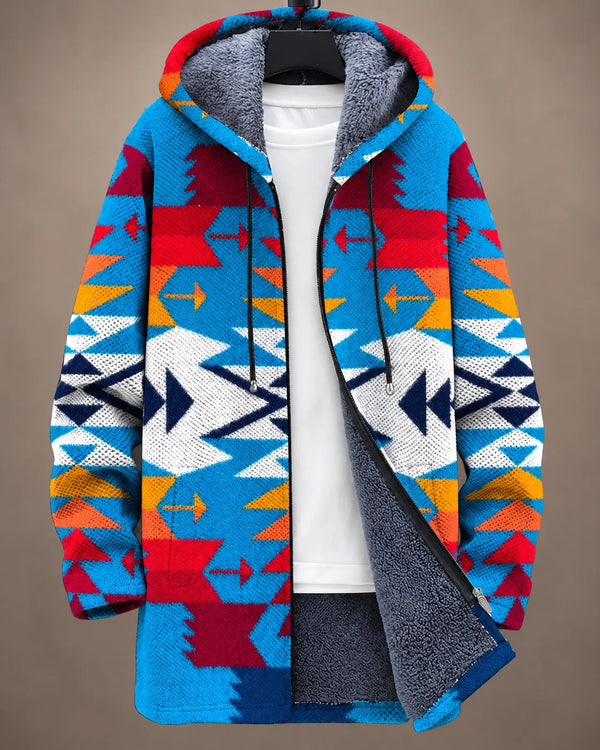 Talia Vibrant Geometric Hooded Jacket
