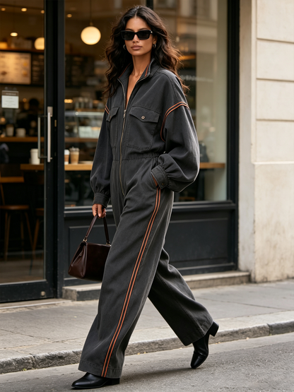 Oversized Zip-Front Utility Jumpsuit