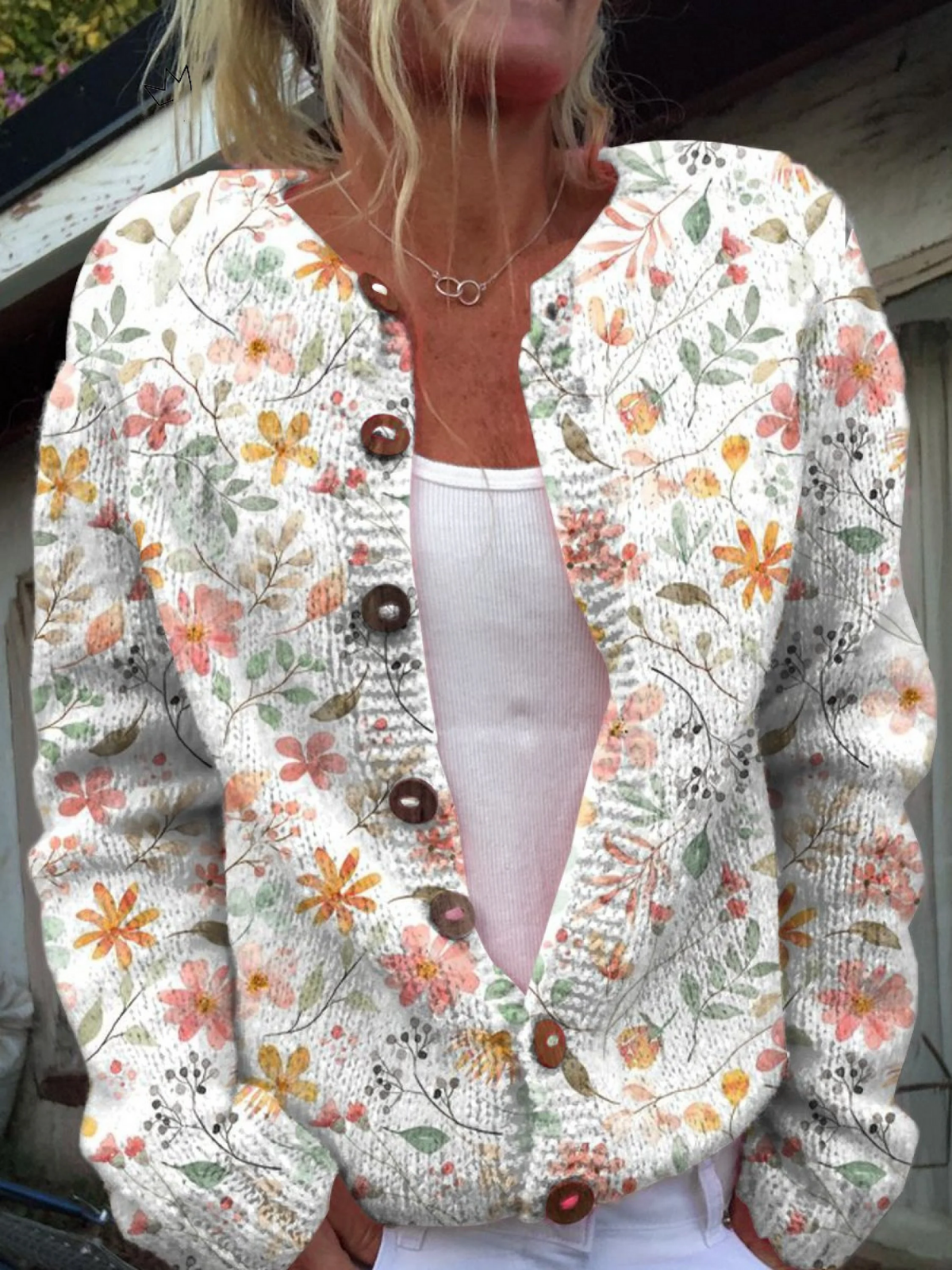 Greta Vintage Floral Knit Cardigan Sweater