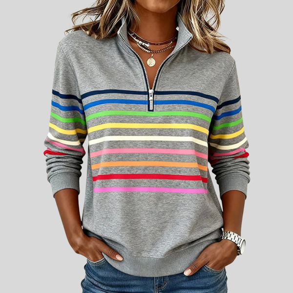 Paige™ | Colourful Striped Quarter-Zip Sweatshirt