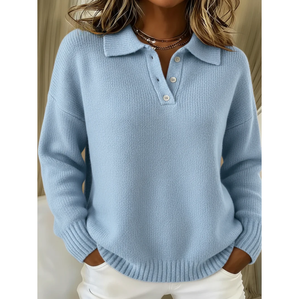 Marissa Soft Polo Sweater - Light Blue