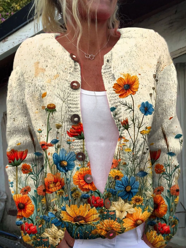Tansy Vintage Floral Print Cardigan Sweater