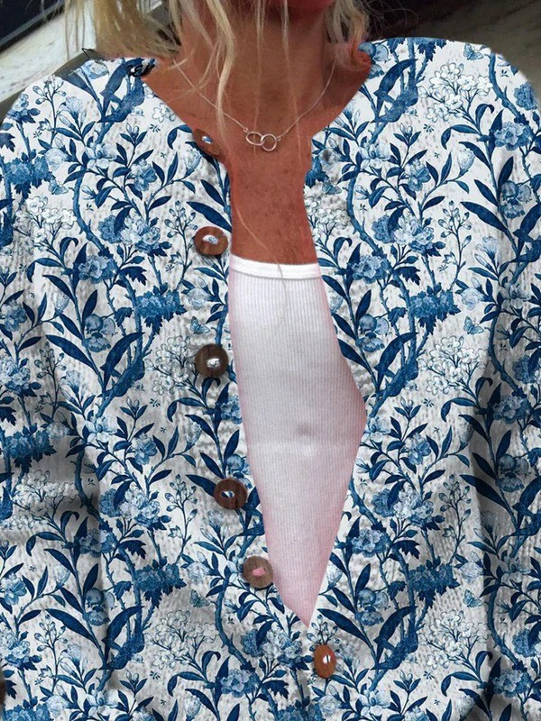 Tiverly Vintage Floral Button-Front Cardigan detail