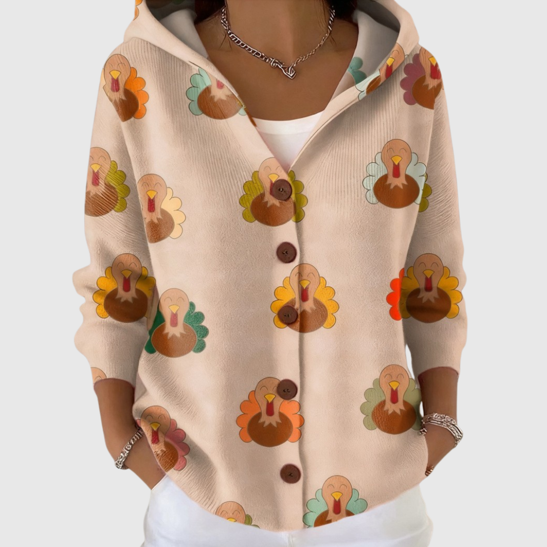 Pearl hooded knit jacket