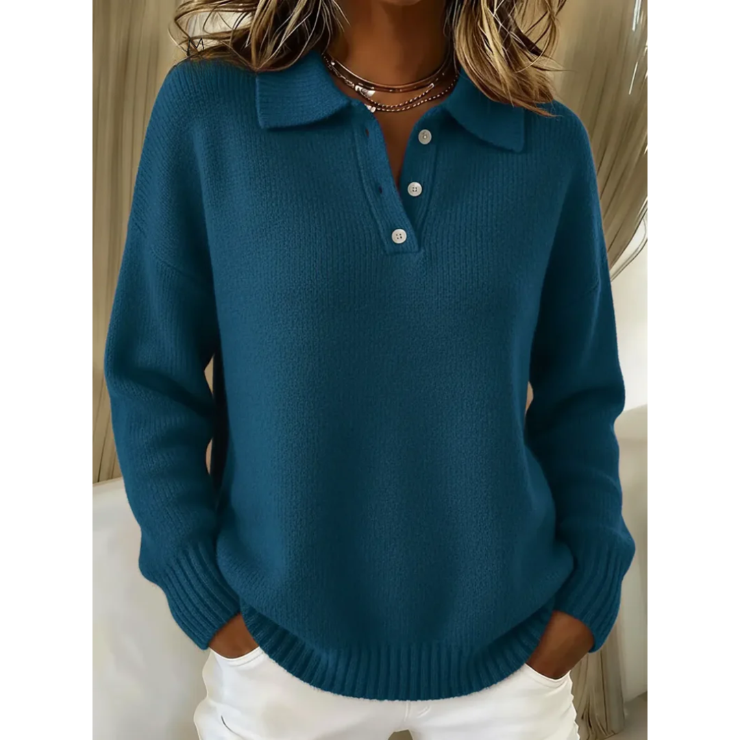 Marissa Soft Polo Sweater - Aqua