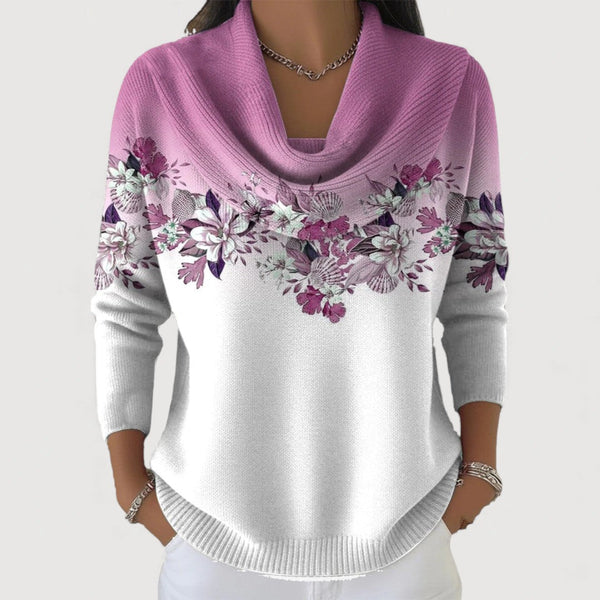 Aurora Floral Turtleneck Sweater - Lilac