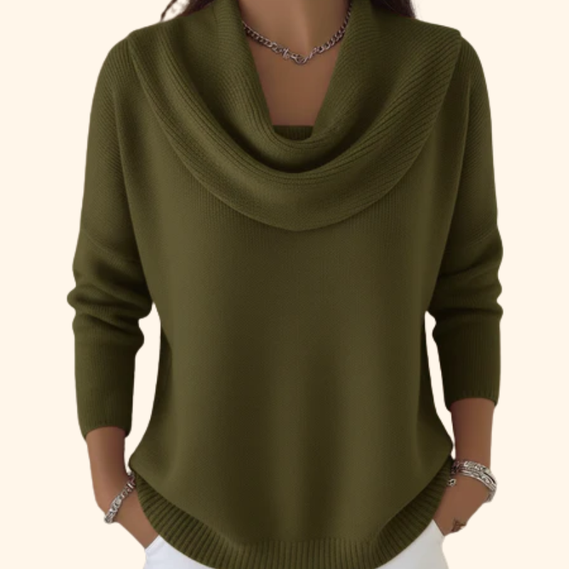 Joelle Draped Neck Sweater - Green