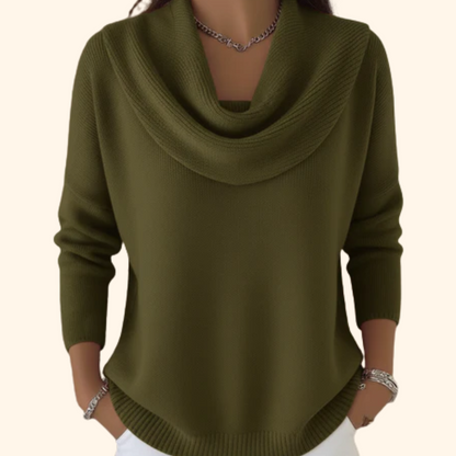 Joelle Draped Neck Sweater - Green