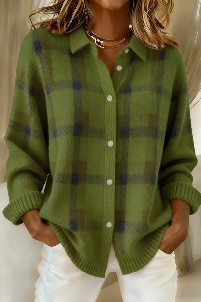 Candace Plaid Cardigan - Green