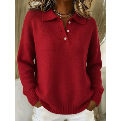 Marissa Soft Polo Sweater - Red