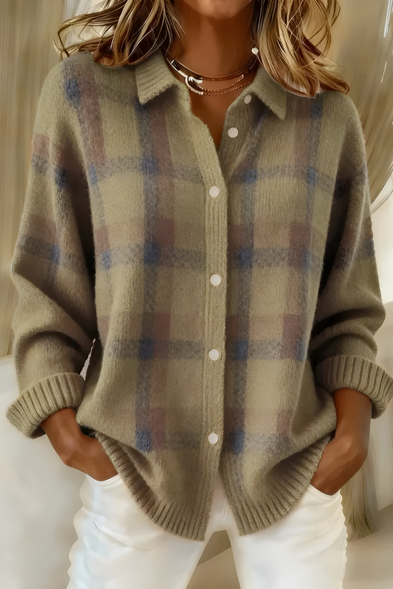 Candace Plaid Cardigan - Brown