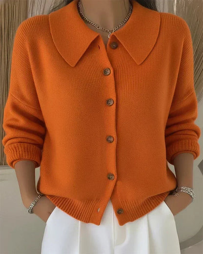 Vera Shirt Collar Cardigan - Orange