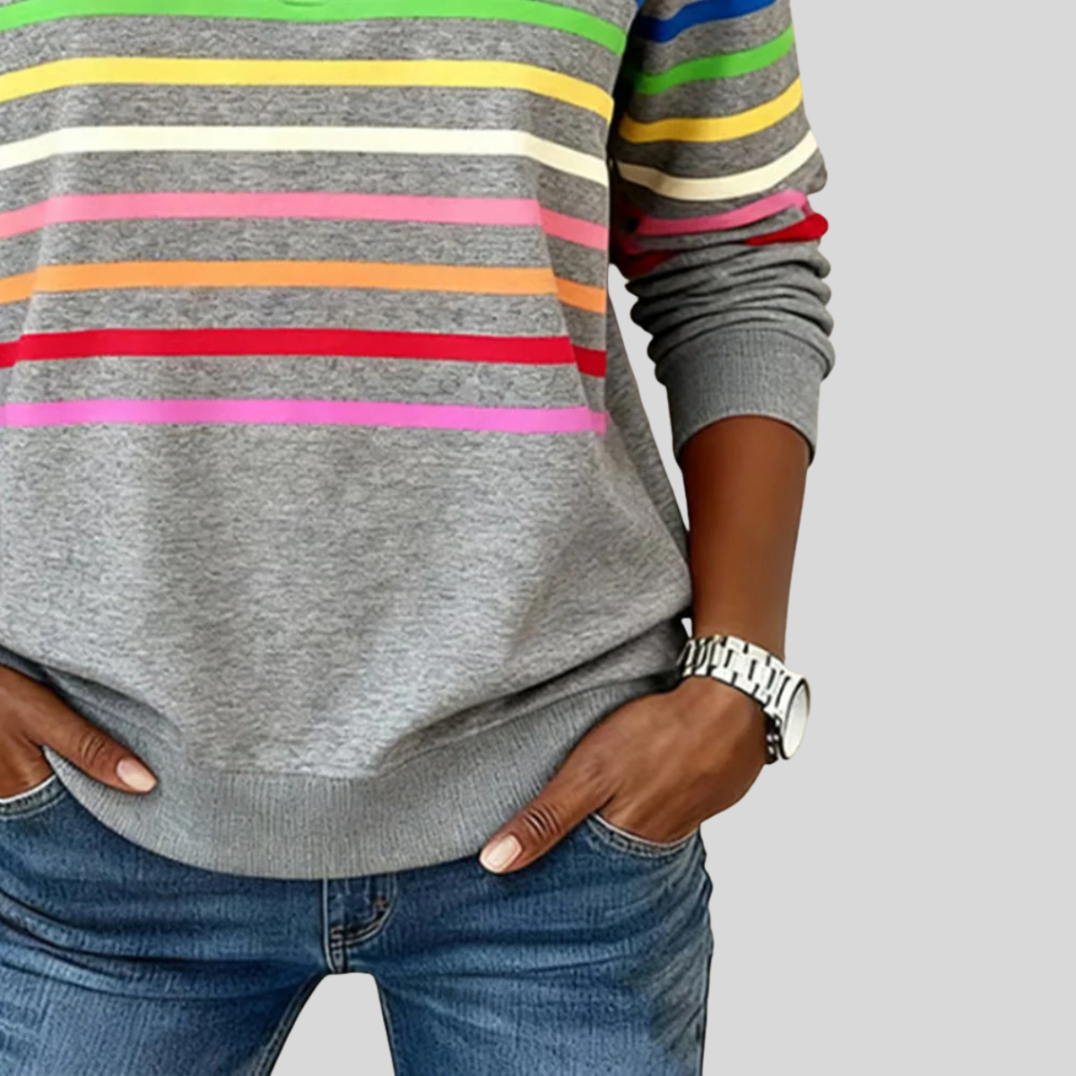 Paige™ | Colourful Striped Quarter-Zip Sweatshirt