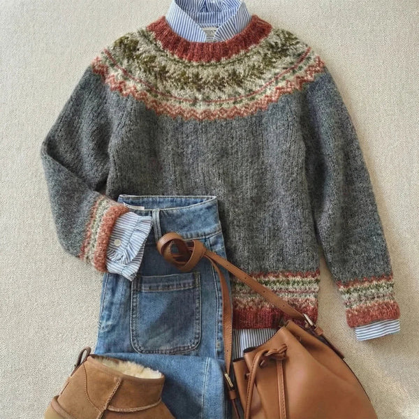 Stone grey Fair Isle knit jumper