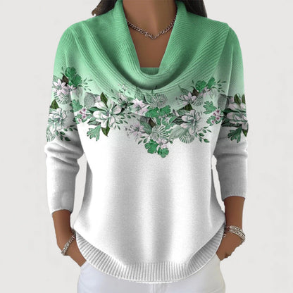 Aurora Floral Turtleneck Sweater - Mint