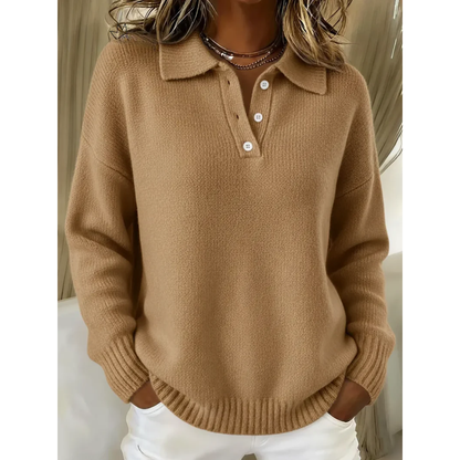 Marissa Soft Polo Sweater - Camel