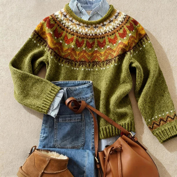 Green Fair Isle knit jumper