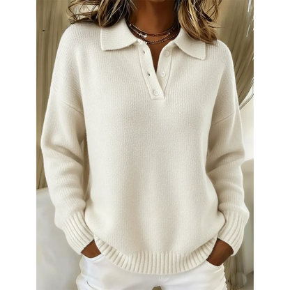 Marissa Soft Polo Sweater - White