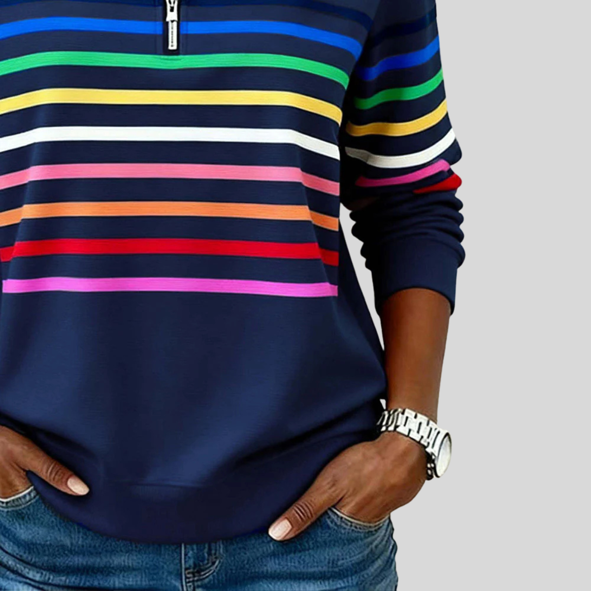 Paige™ | Colourful Striped Quarter-Zip Sweatshirt