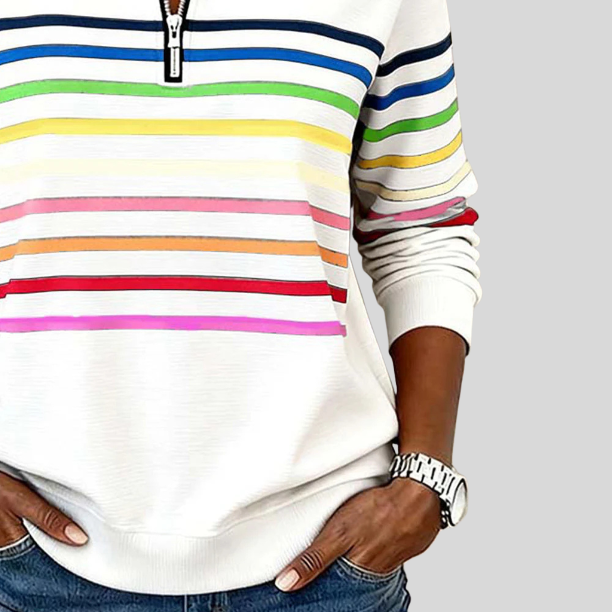 Paige™ | Colourful Striped Quarter-Zip Sweatshirt
