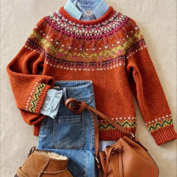 Red Fair Isle knit jumper