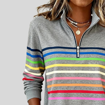 Paige™ | Colourful Striped Quarter-Zip Sweatshirt