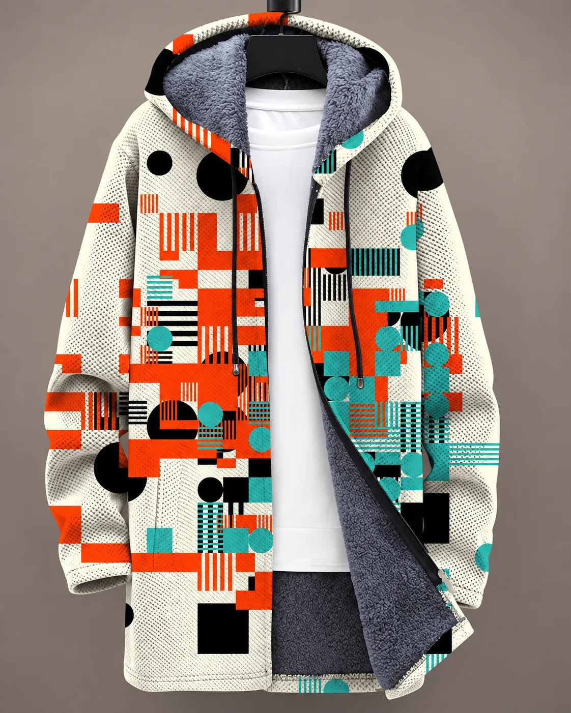 Elara Monochrome Bamboo Motif Hooded Jacket