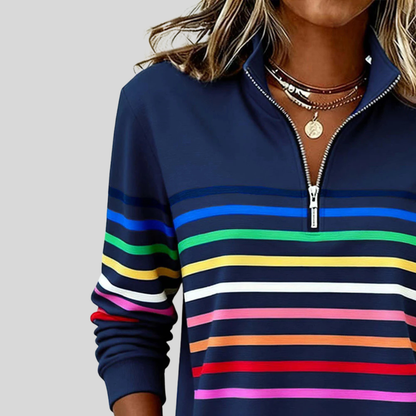 Paige™ | Colourful Striped Quarter-Zip Sweatshirt