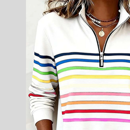 Paige™ | Colourful Striped Quarter-Zip Sweatshirt