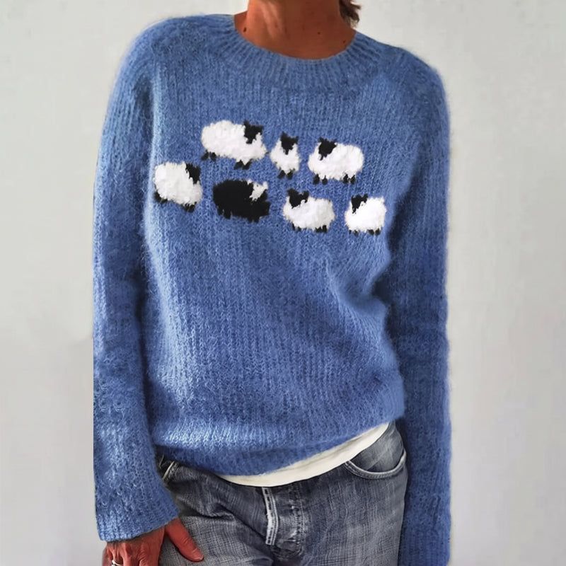 Bianka Sheep Sweater - Navy Blue