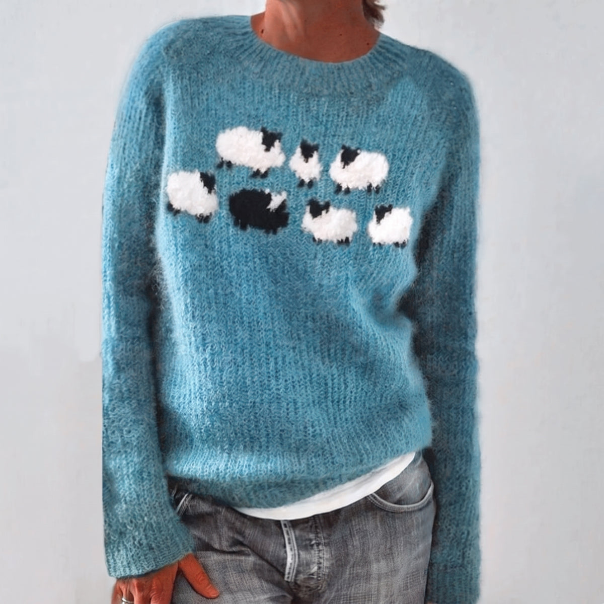 Bianka Sheep Sweater - Light Blue