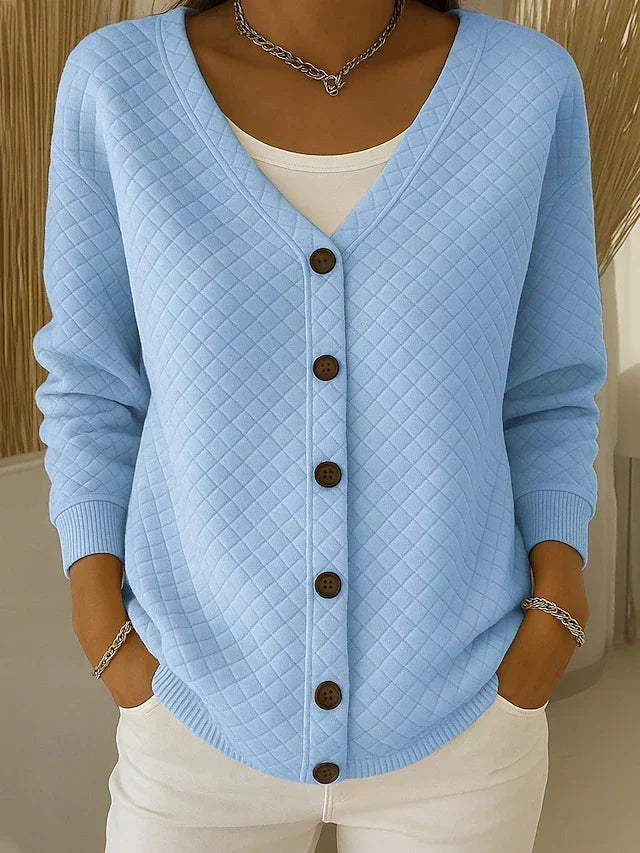 Eleanor Quilted Button Cardigan - Blue