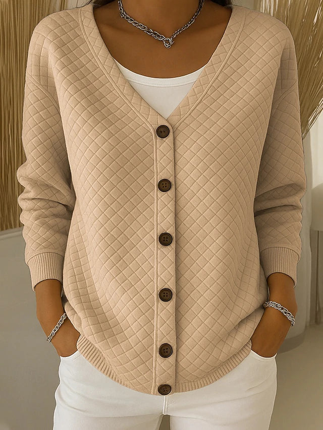 Eleanor Quilted Button Cardigan - Khaki
