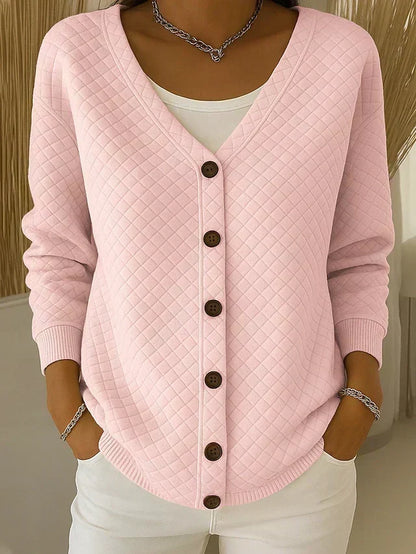 Eleanor Quilted Button Cardigan - Pink
