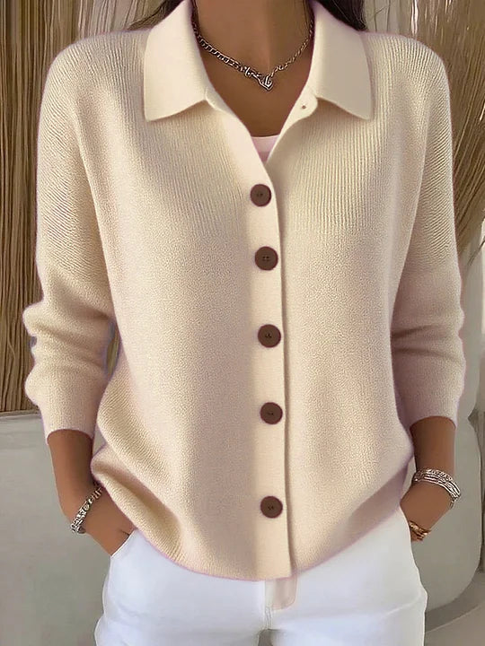 Fiona Collared Button Cardigan - Apricot