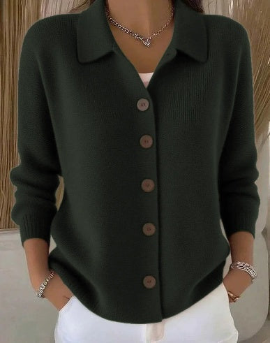Fiona Collared Button Cardigan - Green