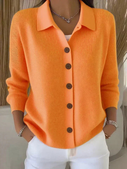 Fiona Collared Button Cardigan - Orange