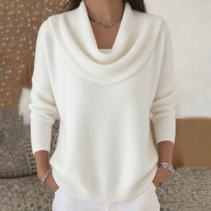 Joelle Draped Neck Sweater - White
