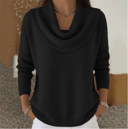 Joelle Draped Neck Sweater - Black