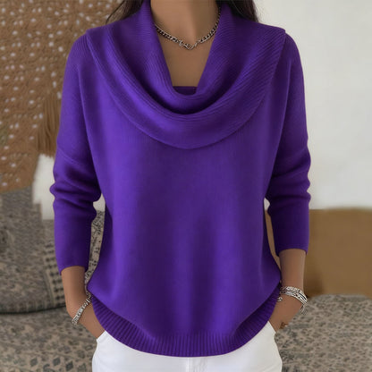 Joelle Draped Neck Sweater - Purple