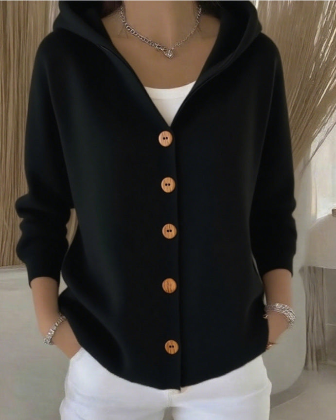 Rosie Hooded Cardigan - Black