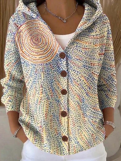 Colleen Printed Hooded Cardigan - Light Yellow