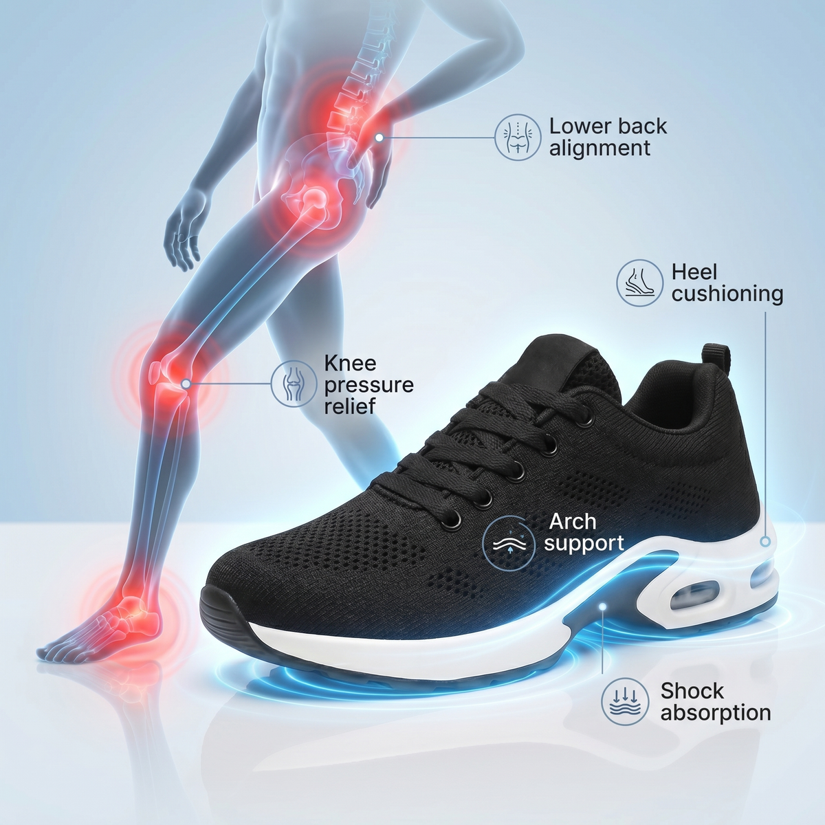 12-Hour Shift Shoes for Foot, Knee & Back Relief
