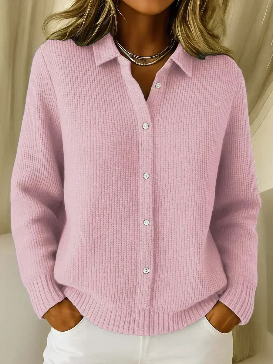 Katrina | Textured Knit Button Cardigan - Pink