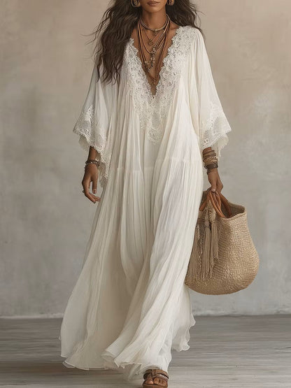 Jessica - Lace Trim Chiffon Maxi Dress